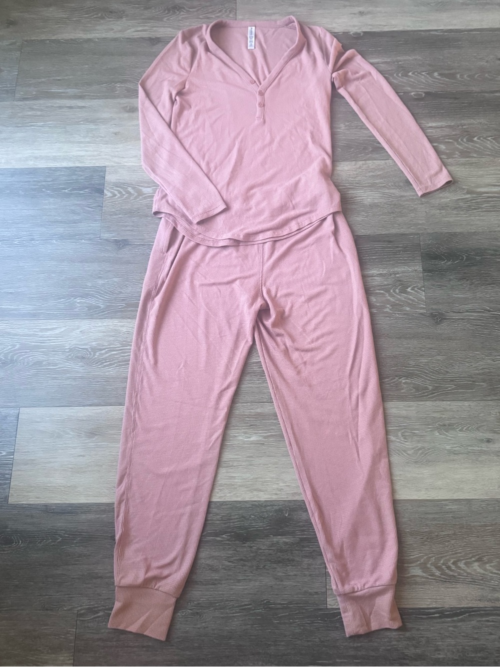Athleta Dusty Rose Waffle Knit Sleep Lounge Set